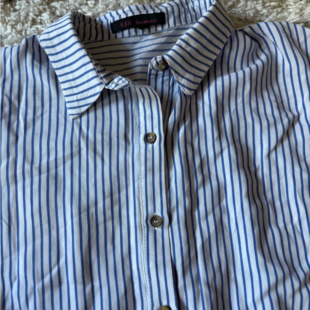Kaii Women's Blue and White Striped Blouse - Picture 5 of 7